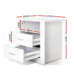 Artiss Bedside Table 2 Drawers with Shelf - TARA White - Furniture > Living Room