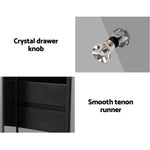 Artiss Bedside Table 3 Drawers Mirrored Glass - QUENN Grey - Furniture > Bedroom > Bedside Tables