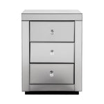 Artiss Bedside Table 3 Drawers Mirrored - PRESIA Grey - Furniture > Bedroom