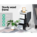 Artiss Bedside Table 3 Drawers Mirrored - QUENN Silver - Furniture > Bedroom