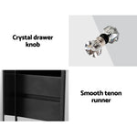 Artiss Bedside Table 3 Drawers Mirrored - QUENN Silver - Furniture > Bedroom