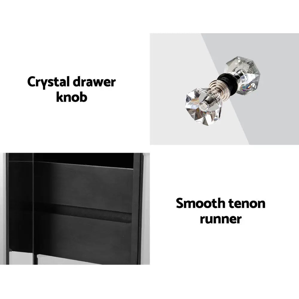 Artiss Bedside Table 3 Drawers Mirrored - QUENN Silver - Furniture > Bedroom
