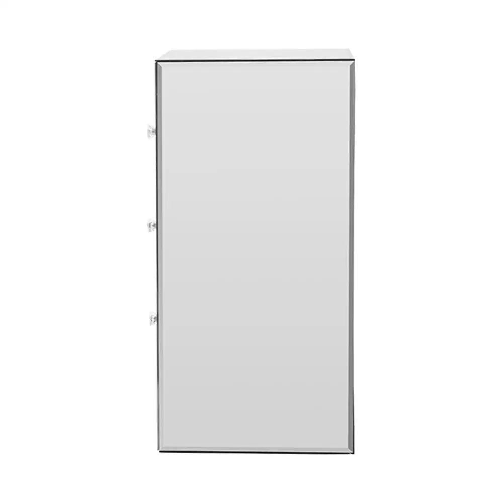 Artiss Bedside Table 3 Drawers Mirrored - QUENN Silver - Furniture > Bedroom