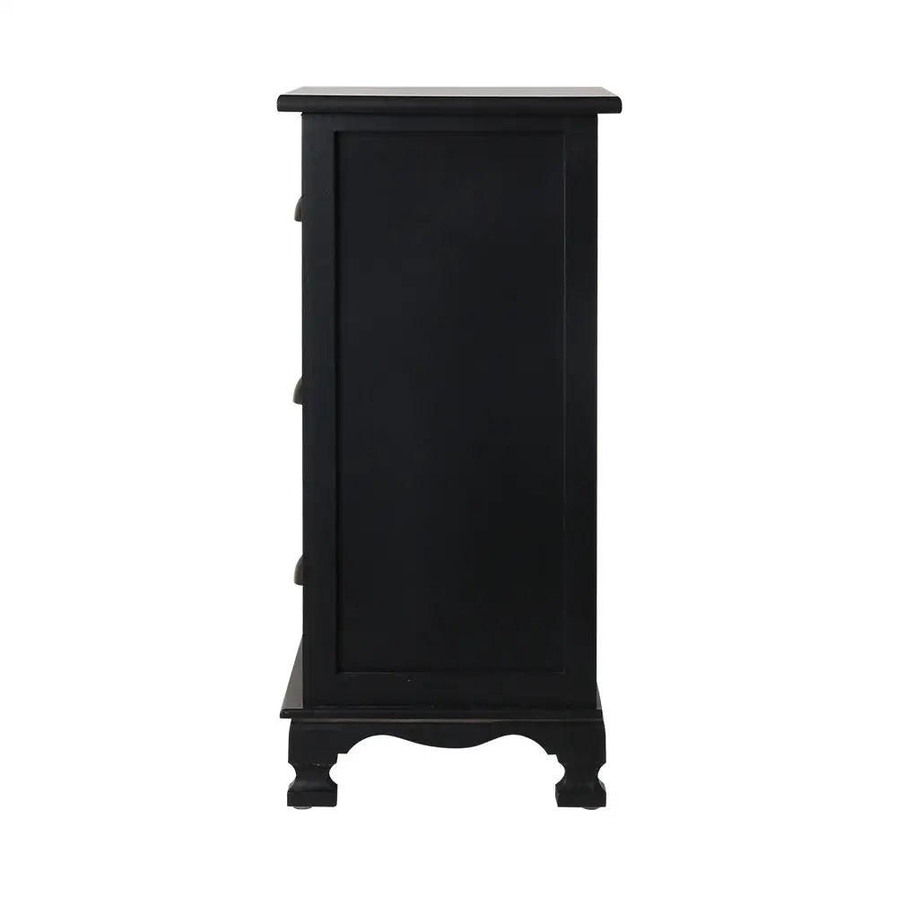 Artiss Bedside Table 3 Drawers Vintage - THYME Black - Furniture > Bedroom