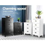 Artiss Bedside Table 3 Drawers Vintage - THYME Black - Furniture > Bedroom