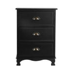 Artiss Bedside Table 3 Drawers Vintage - THYME Black - Furniture > Bedroom