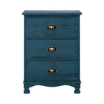 Artiss Bedside Table 3 Drawers Vintage - THYME Blue - Furniture > Bedroom