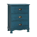 Artiss Bedside Table 3 Drawers Vintage - THYME Blue - Furniture > Bedroom