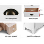 Artiss Bedside Table 3 Drawers Vintage - THYME White - Furniture > Bedroom