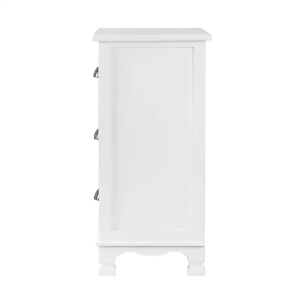 Artiss Bedside Table 3 Drawers Vintage - THYME White - Furniture > Bedroom