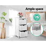 Artiss Bedside Table Bathroom Storage Cabinet 3 Drawers White - Furniture > Bedroom