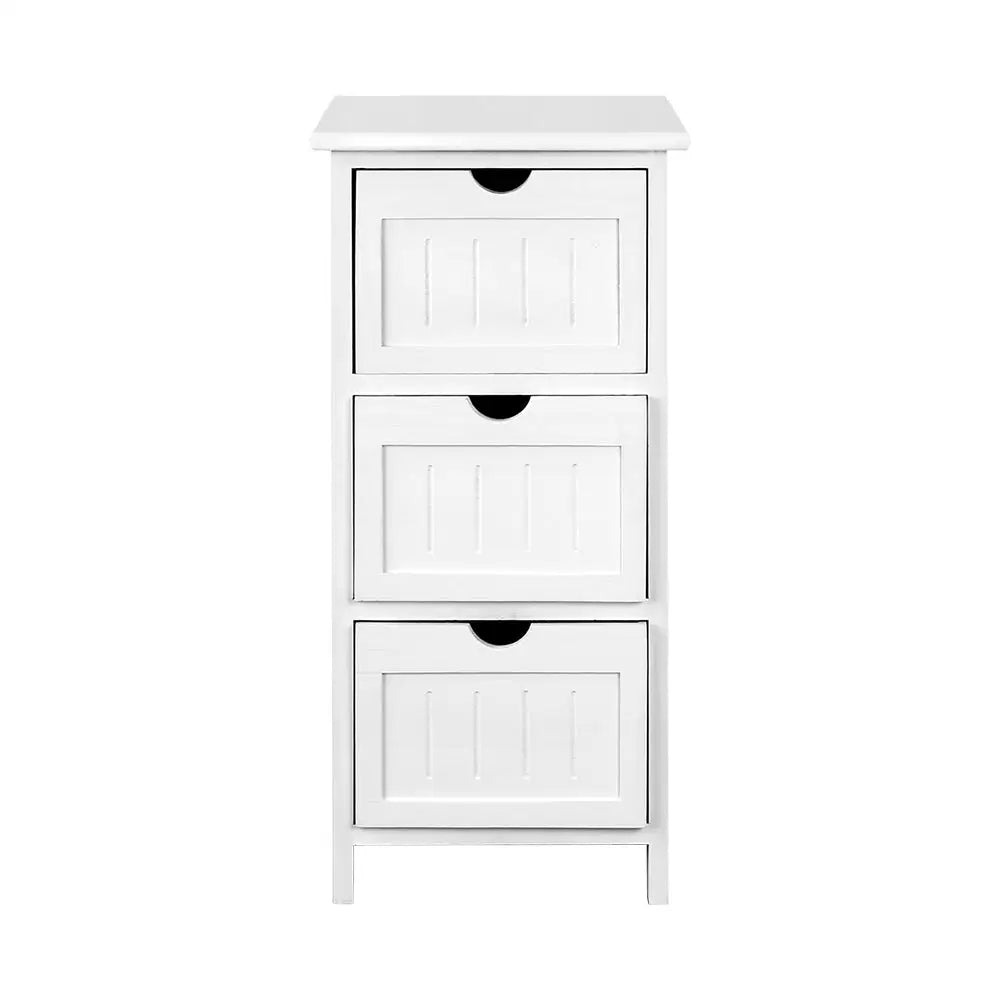 Artiss Bedside Table Bathroom Storage Cabinet 3 Drawers White - Furniture > Bedroom