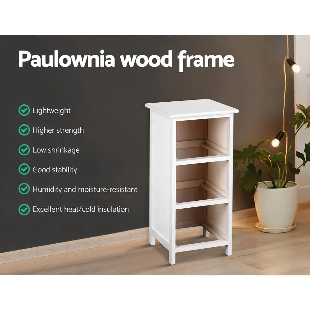 Artiss Bedside Table Bathroom Storage Cabinet 3 Drawers White - Furniture > Bedroom
