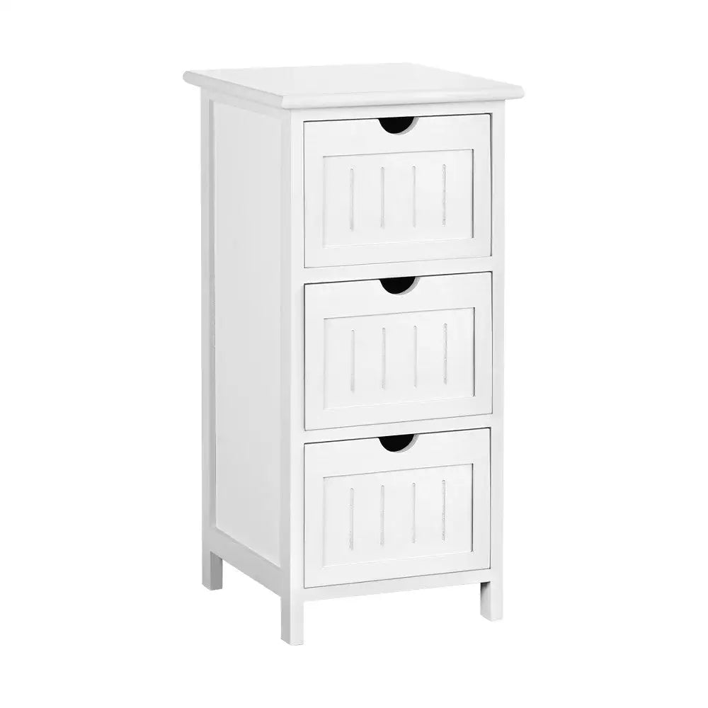 Artiss Bedside Table Bathroom Storage Cabinet 3 Drawers White - Furniture > Bedroom