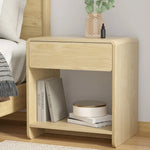 Artiss Bedside Table Drawer Open Shelf Pine - Furniture > Bedroom > Bedside Tables