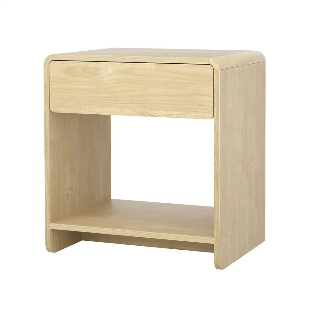 Artiss Bedside Table Drawer Open Shelf Pine - Furniture > Bedroom > Bedside Tables