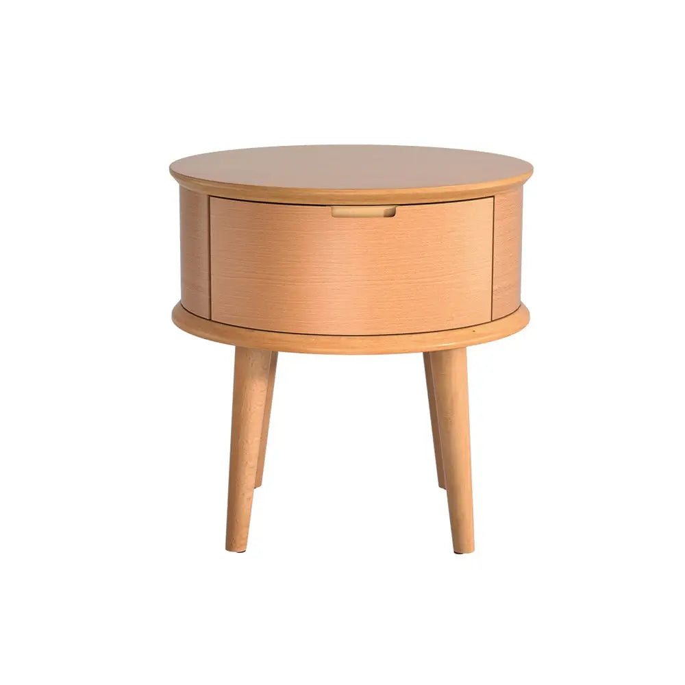 Artiss Bedside Table Drawers Curved Side End Table Storage Nightstand Oak ENZO - Furniture > Bedroom