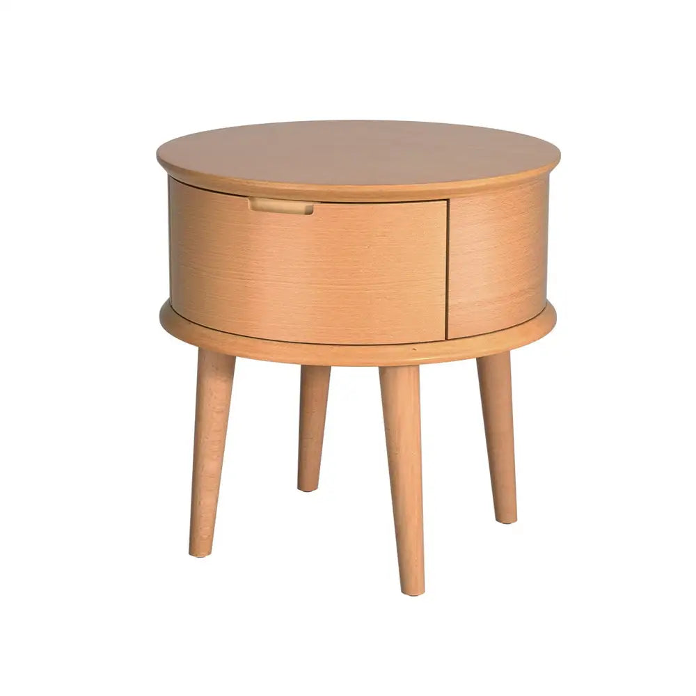 Artiss Bedside Table Drawers Curved Side End Table Storage Nightstand Oak ENZO - Furniture > Bedroom