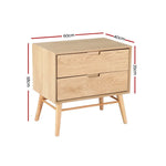 Artiss Bedside Table Drawers Side End Table Storage Cabinet Nightstand Oak GINO - Furniture > Bedroom