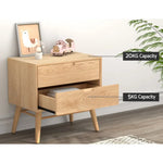 Artiss Bedside Table Drawers Side End Table Storage Cabinet Nightstand Oak GINO - Furniture > Bedroom