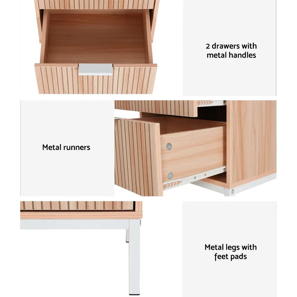 Artiss Bedside Table Drawers Side End Table Storage Cabinet Nightstand Pine LURA - Furniture > Bedroom