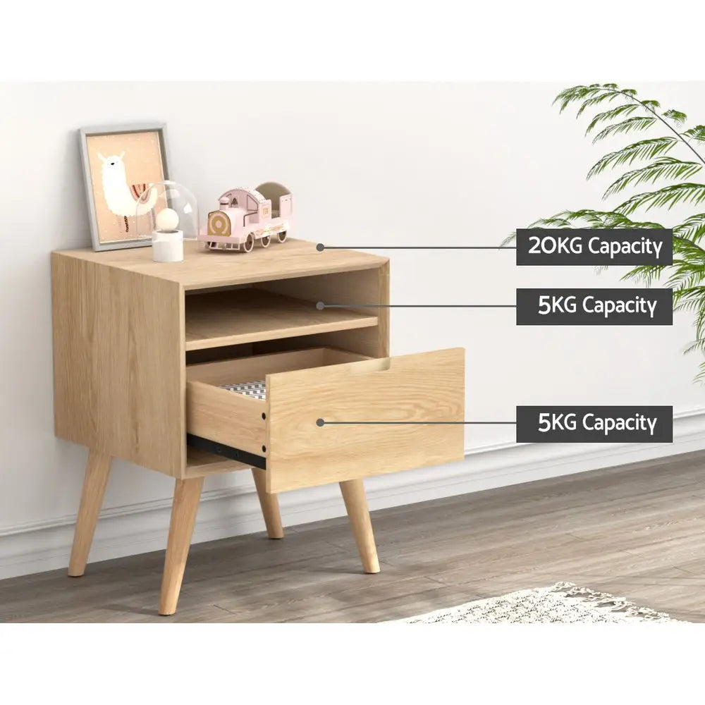 Artiss Bedside Table Drawers Side Table Shelf Storage Cabinet Nightstand GORR - Furniture > Bedroom