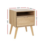 Artiss Bedside Table Drawers Side Table Shelf Storage Cabinet Nightstand GORR - Furniture > Bedroom