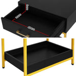 Artiss Bedside Table Drawers Side Table Shelf Storage Nightstand Black MASON - Furniture > Bedroom