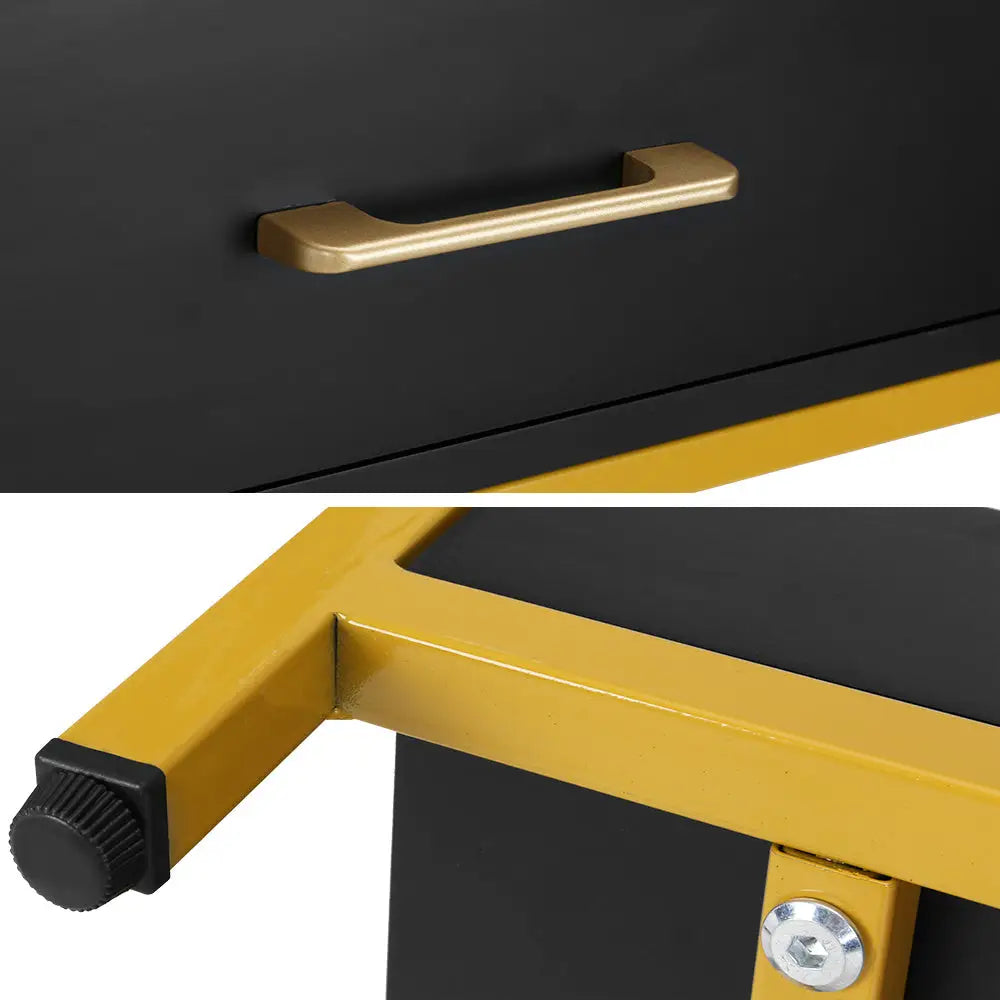 Artiss Bedside Table Drawers Side Table Shelf Storage Nightstand Black MASON - Furniture > Bedroom