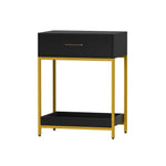 Artiss Bedside Table Drawers Side Table Shelf Storage Nightstand Black MASON - Furniture > Bedroom