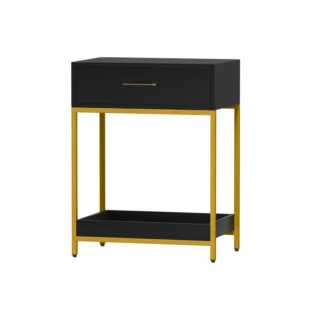 Artiss Bedside Table Drawers Side Table Shelf Storage Nightstand Black MASON - Furniture > Bedroom