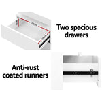 Artiss Bedside Table LED 2 Drawers Lift-up Storage - COLEY White - Furniture > Bedroom