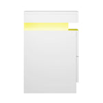 Artiss Bedside Table LED 2 Drawers Lift-up Storage - COLEY White - Furniture > Bedroom
