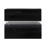 Artiss Bedside Table LED 2 Drawers - LUMI Black - Furniture > Bedroom