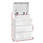 Artiss Bedside Table LED 3 Drawers - COLEY White - Furniture > Bedroom