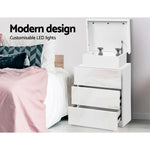 Artiss Bedside Table LED 3 Drawers - COLEY White - Furniture > Bedroom