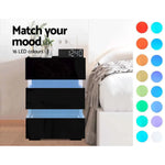 Artiss Bedside Table LED 3 Drawers - LUMI Black - Furniture > Bedroom