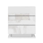 Artiss Bedside Table LED 3 Drawers - MORI White - Furniture > Bedroom