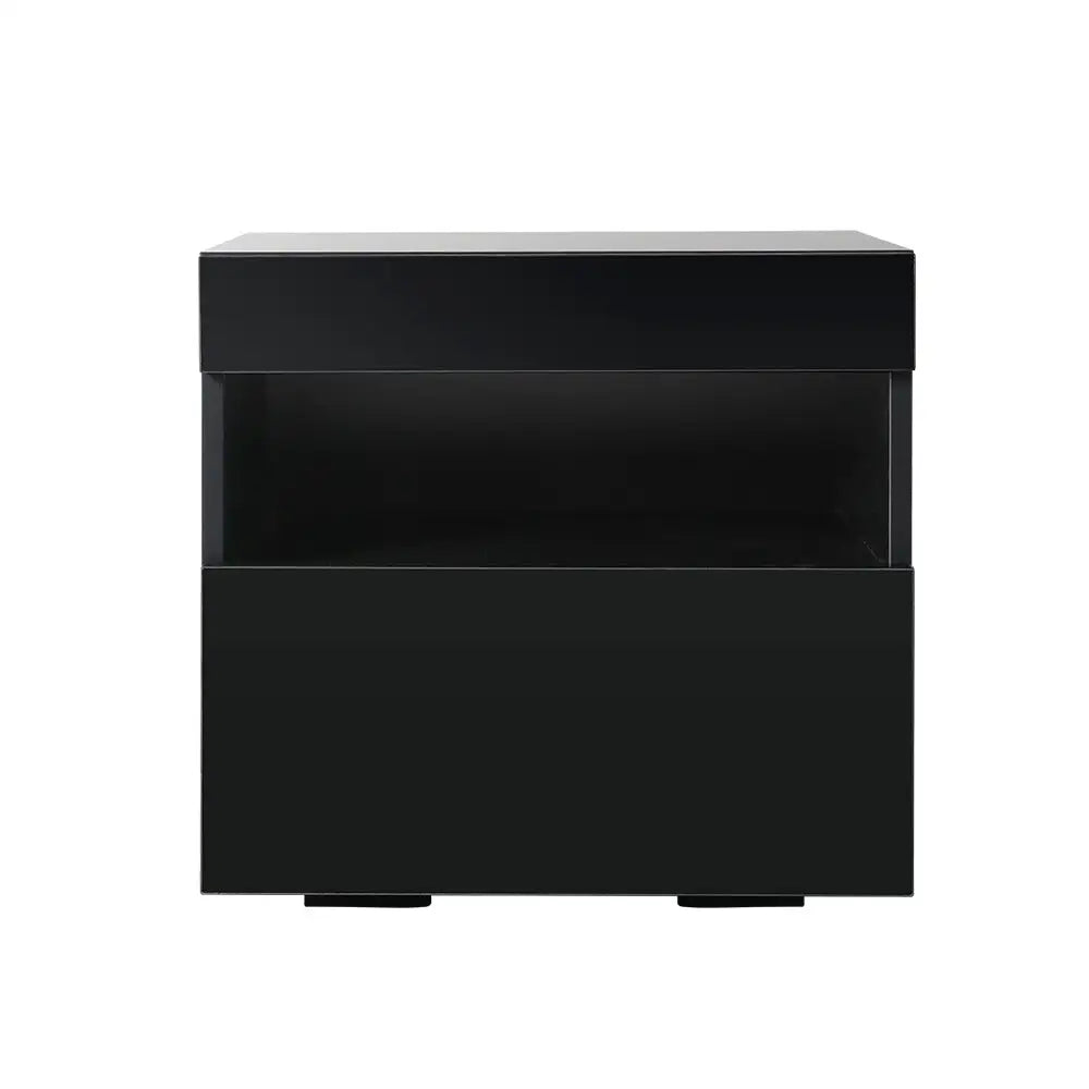 Artiss Bedside Table LED - HERES Black - Furniture > Bedroom > Bedside Tables