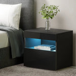 Artiss Bedside Table LED - HERES Black - Furniture > Bedroom > Bedside Tables