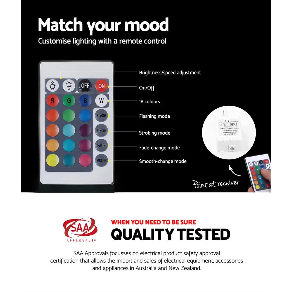 Artiss Bedside Table LED - HERES Black - Furniture > Bedroom > Bedside Tables