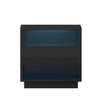 Artiss Bedside Table LED with 2 Shelves - HANA Black - Furniture > Bedroom > Bedside Tables