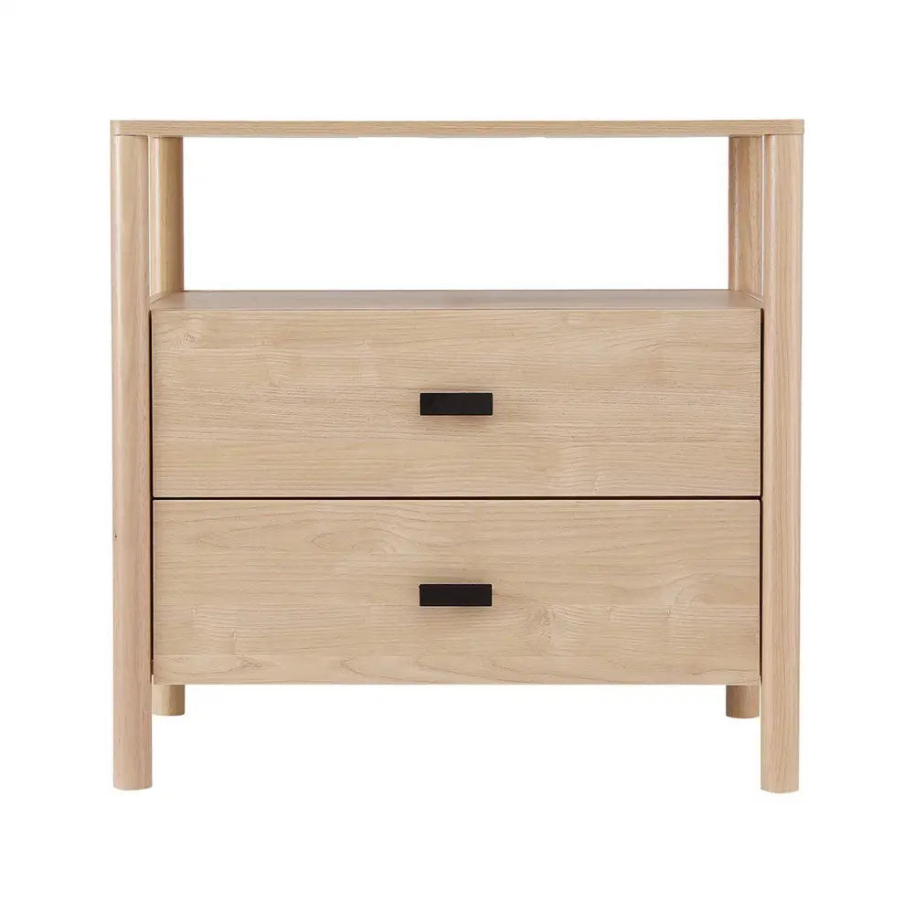 Artiss Bedside Table Nightstand 2 Drawers - Pine - Furniture > Bedroom > Bedside Tables