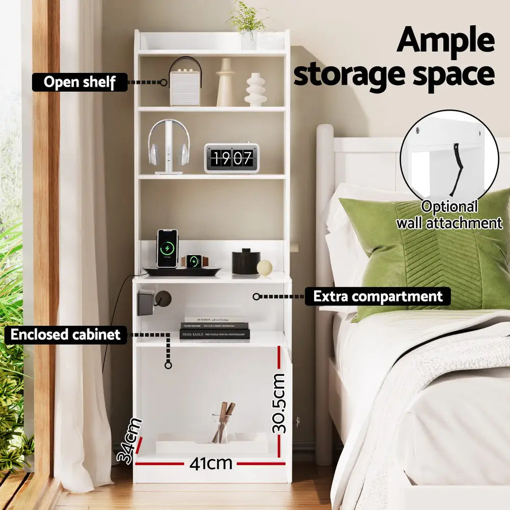 Artiss Bedside Table Nightstand Charging Station - Furniture > Bedroom > Bedside Tables