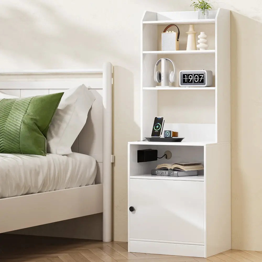 Artiss Bedside Table Nightstand Charging Station - Furniture > Bedroom > Bedside Tables