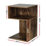 Artiss Bedside Table Shelves Side End Table Storage Nightstand Rust Oak UMENI - Furniture > Living Room
