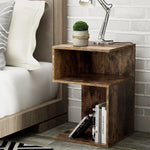 Artiss Bedside Table Shelves Side End Table Storage Nightstand Rust Oak UMENI - Furniture > Living Room