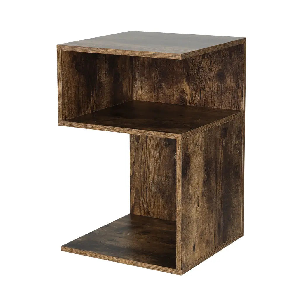 Artiss Bedside Table Shelves Side End Table Storage Nightstand Rust Oak UMENI - Furniture > Living Room