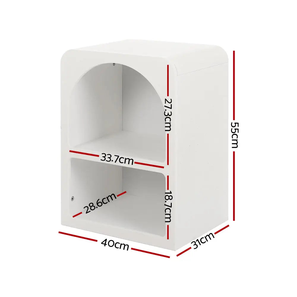 Artiss Bedside Table Shelves Side End Table Storage Nightstand White ARCHED - Furniture > Bedroom > Bedside Tables