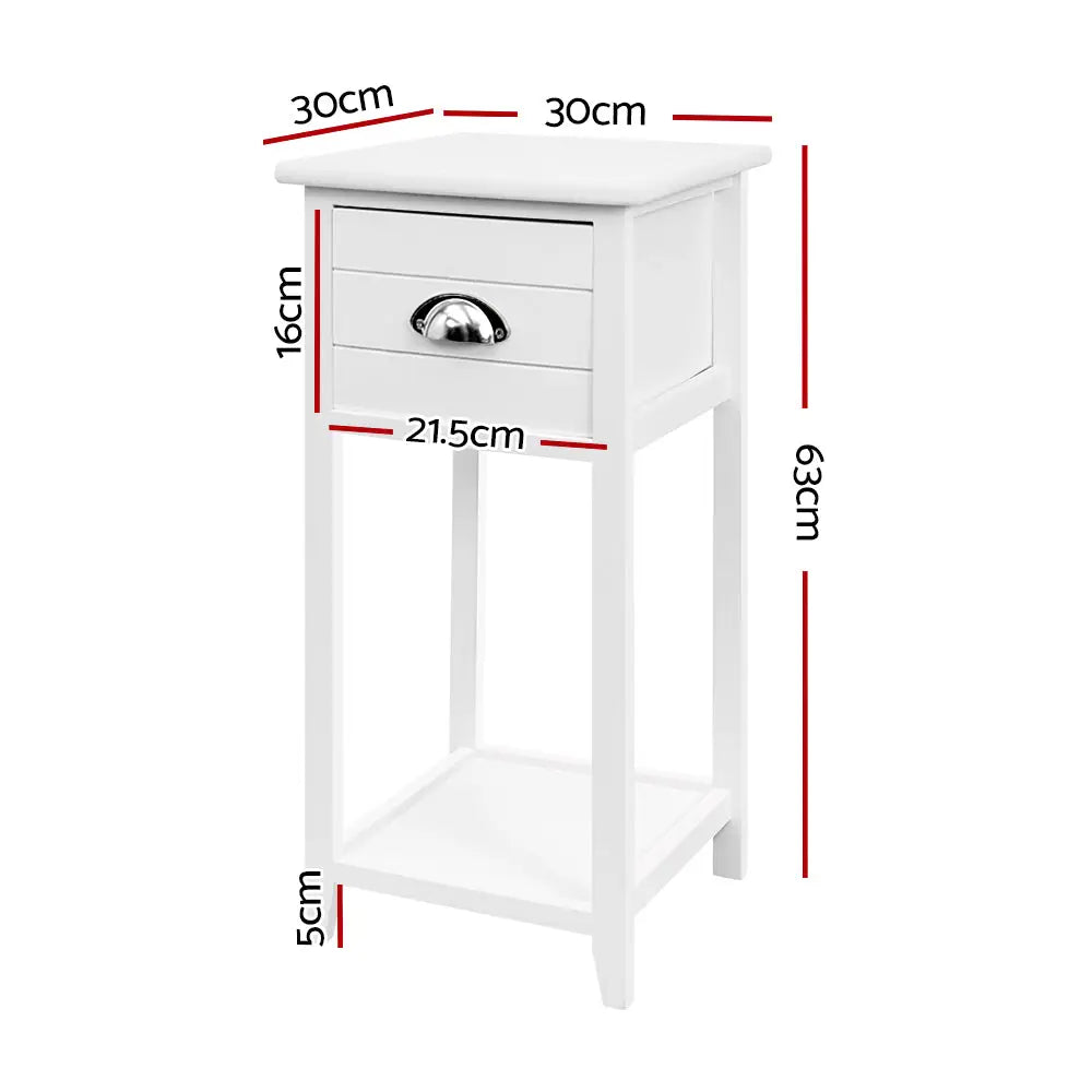Artiss Bedside Table Vintage - THYME White - Furniture > Bedroom